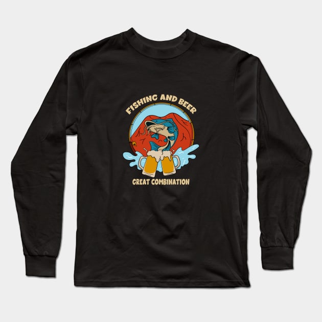 Fishing And Beer Long Sleeve T-Shirt by Oiyo